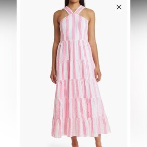 Lilly Pulitzer Pink and White Striped Maxi Sundress